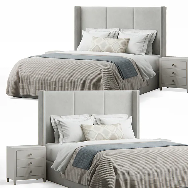 Striped Headboard Bed 3D Model Striped Headboard Bed 3D Model