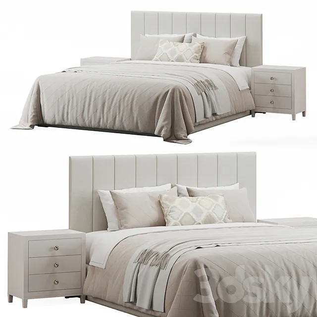 Striped Headboard Bed 3D Model Striped Headboard Bed 3D Model