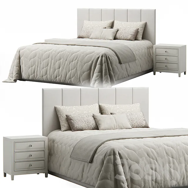 Striped Headboard Bed 3D Model Striped Headboard Bed 3D Model