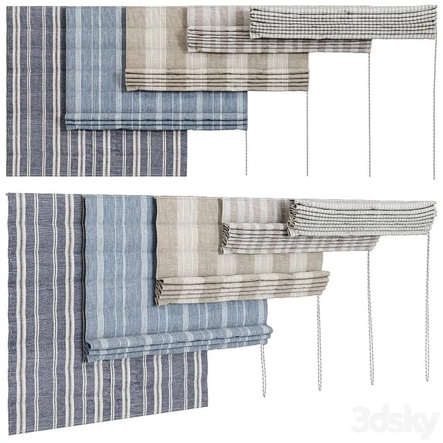 Striped Roman Blind 3D Model