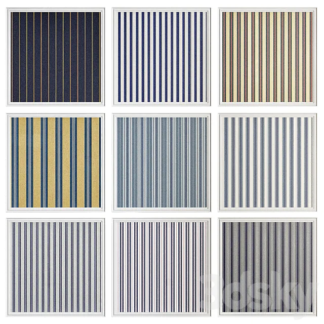 Stripes blue wallpaper 3D Model Stripes blue wallpaper 3D Model