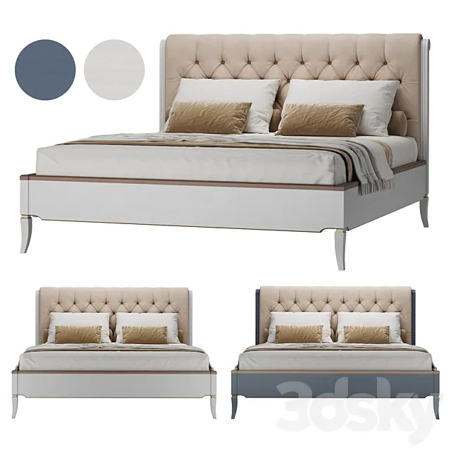 Stuart bed with soft headboard. 3D Model