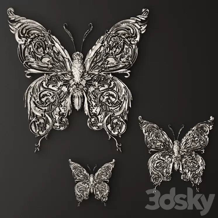 Stucco butterfly decor. 3D Model Stucco butterfly decor. 3D Model
