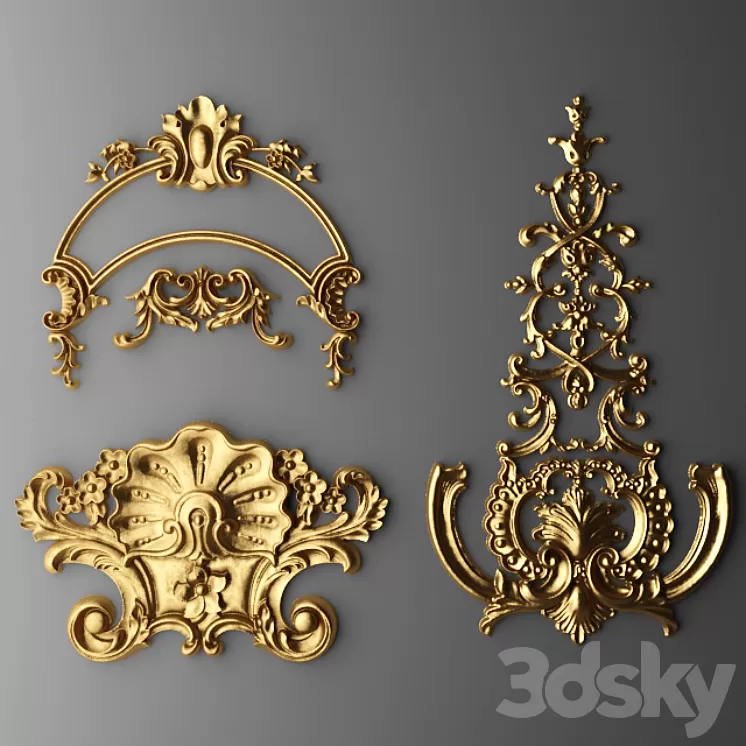 Stucco cartouche 3D Model Stucco cartouche 3D Model