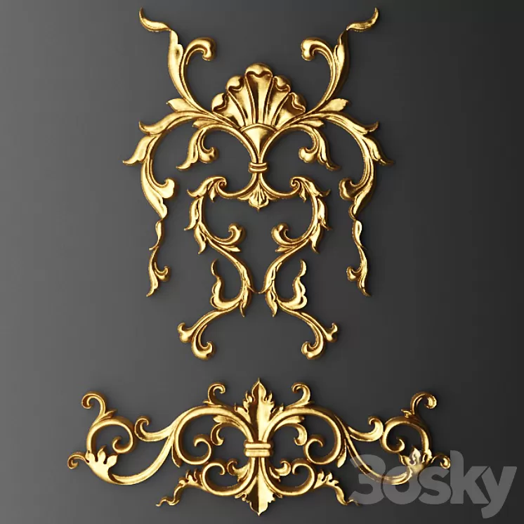 Stucco cartouche crown. 3D Model Free Download Stucco cartouche crown. 3D Model Free Download