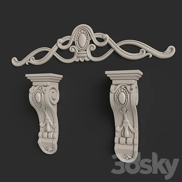 stucco elements bracket and vignette 3D Model stucco elements bracket and vignette 3D Model