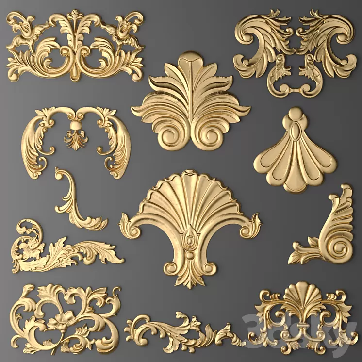 Stucco elements set. 3D Model Stucco elements set. 3D Model
