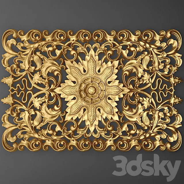 Stucco molding carving pattern grill 3D Model