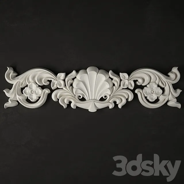 Stucco molding made of flowers and leaves 3DModel Stucco molding made of flowers and leaves 3DModel
