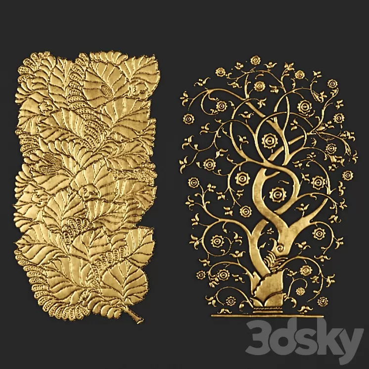 Stucco pattern wood leaves 3D Model Stucco pattern wood leaves 3D Model