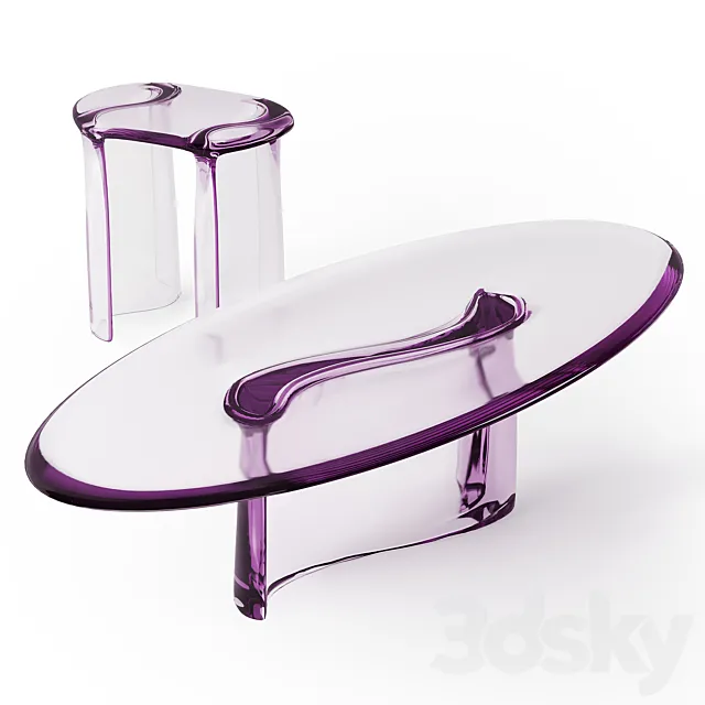 Studio Lukas Cober New Wave Liquid Stool and Low Table 3D Model