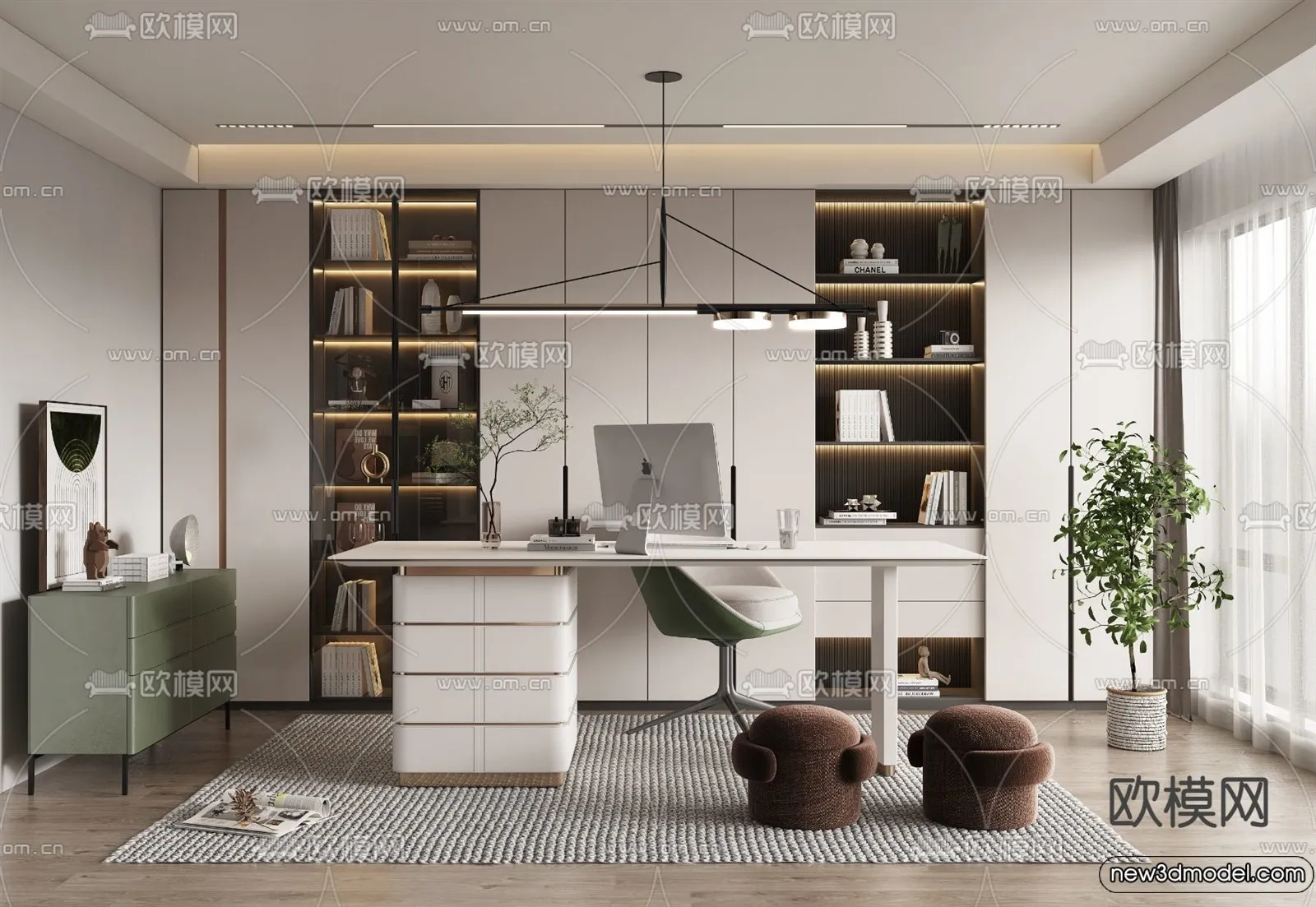 Study and Work Space – 3D Models – 3D Interior Scene – 038 Study and Work Space – 3D Models – 3D Interior Scene – 038