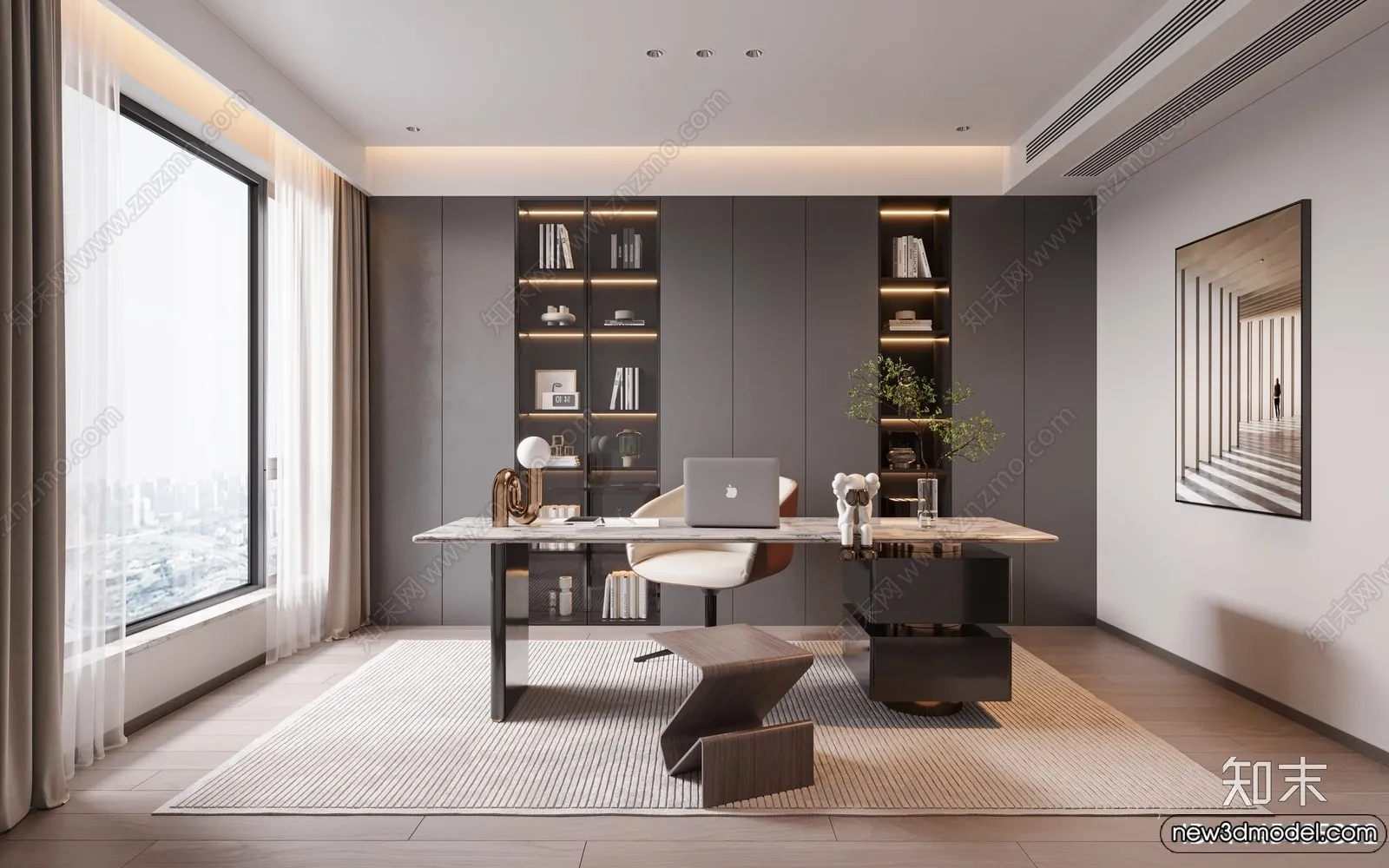 Study and Work Space – 3D Models – 3D Interior Scene – 047 Study and Work Space – 3D Models – 3D Interior Scene – 047