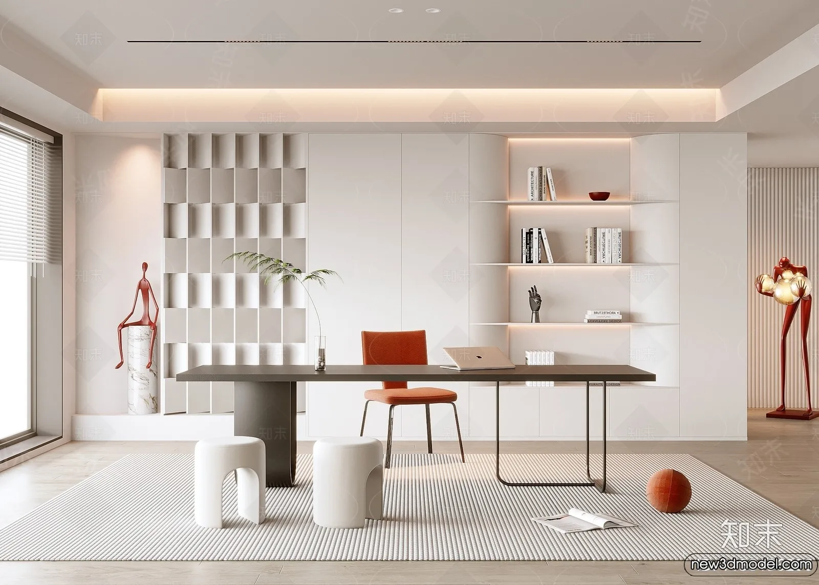 Study and Work Space – 3D Models – 3D Interior Scene – 056 Study and Work Space – 3D Models – 3D Interior Scene – 056