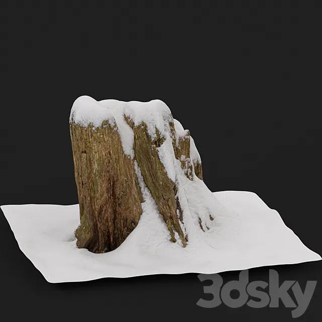 Stump under the snow 3DModel Stump under the snow 3DModel