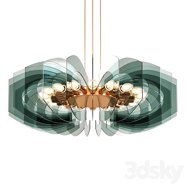 Stunning chandelier in colored class 3D Model Free Download