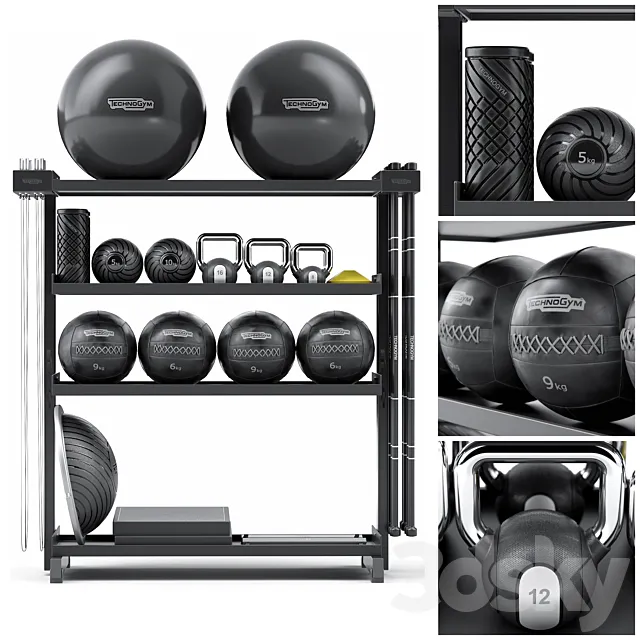 Stylish fitness set from Technogym SKILLTOOLS Kit. Sport equipment 3D Model
