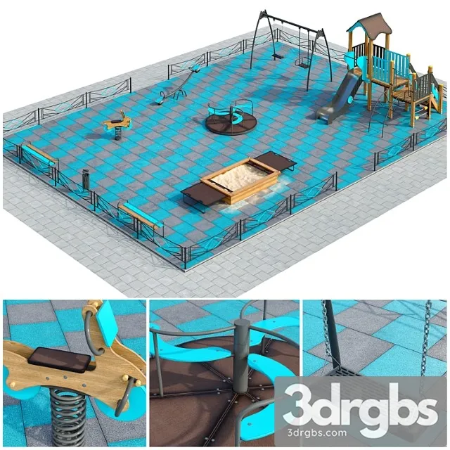 Stylish turquoise playground playground 3D Model Download Stylish turquoise playground playground 3D Model Download