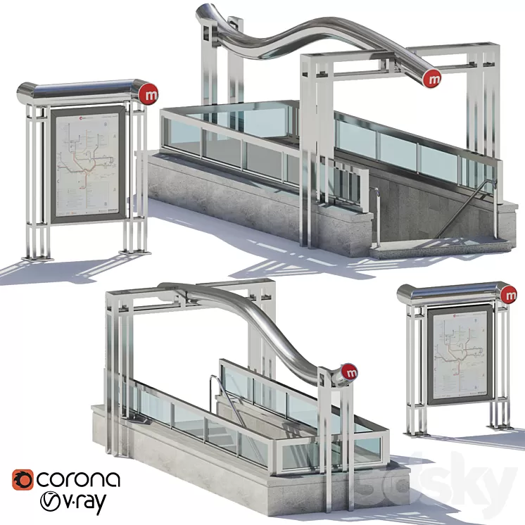 Subway station entrance 3D Model Subway station entrance 3D Model