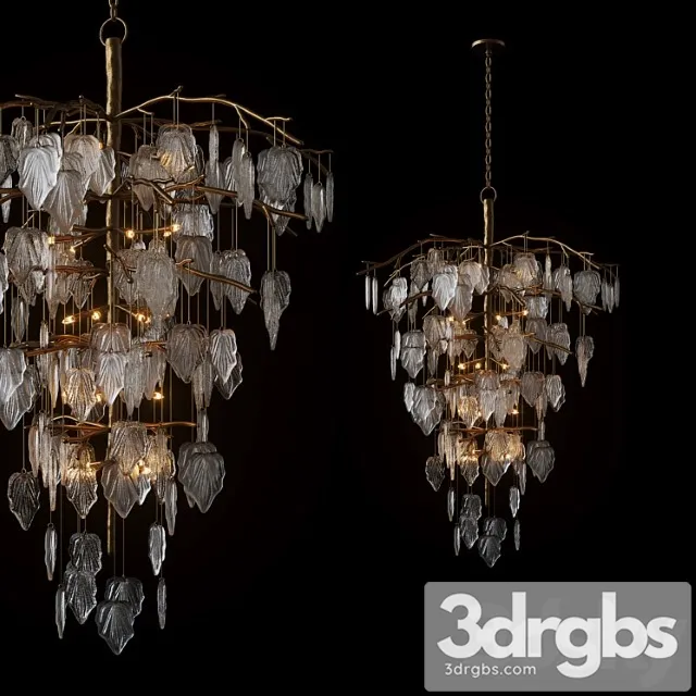 Sugar Leaf Glass Leaf Twenty Six Light Chandelier 1 3D Model Download