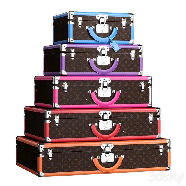 Suitcases Bisten Macassar Multicolore (Louis Vuitton) 3D Model