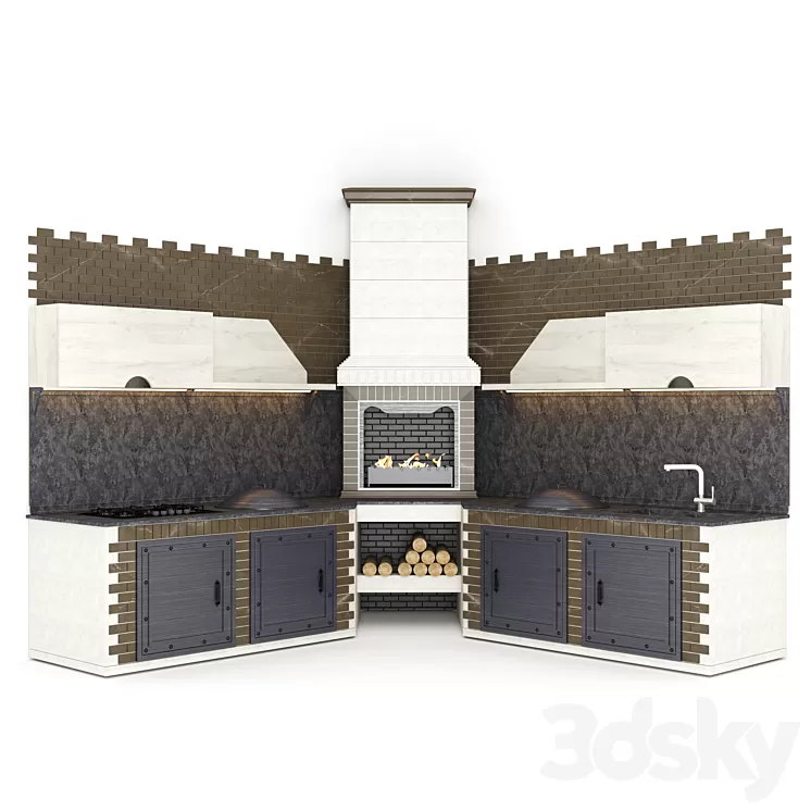 Summer kitchen (BBQ) 3D Model Summer kitchen (BBQ) 3D Model