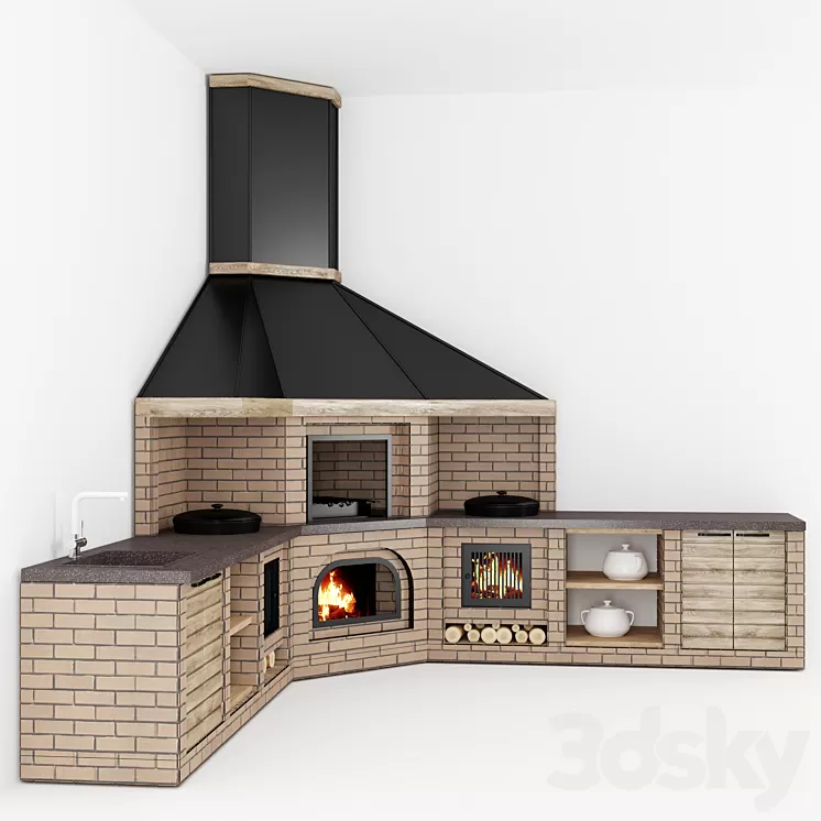 Summer kitchen (BBQ) 3D Model