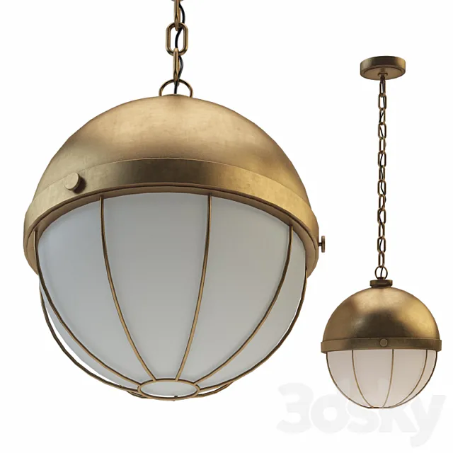 Sumner 1 Light Pendant Aged Brass 3D Model Sumner 1 Light Pendant Aged Brass 3D Model