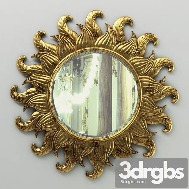 Sun flower classic round mirror carving 3D Model Download