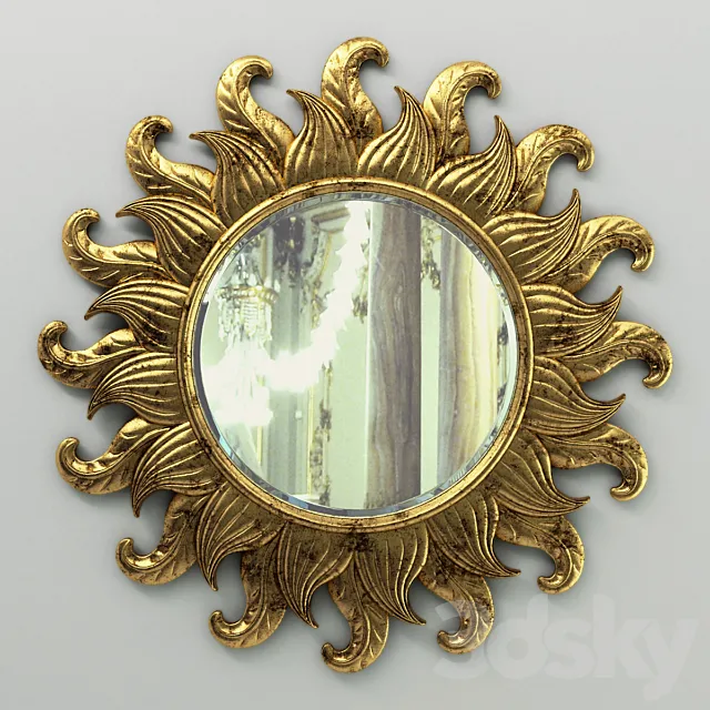 Sun Flower Classic Round Mirror Carving 3DModel Sun Flower Classic Round Mirror Carving 3DModel