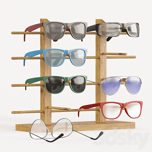 Sunglasses stand with glasses 3DModel