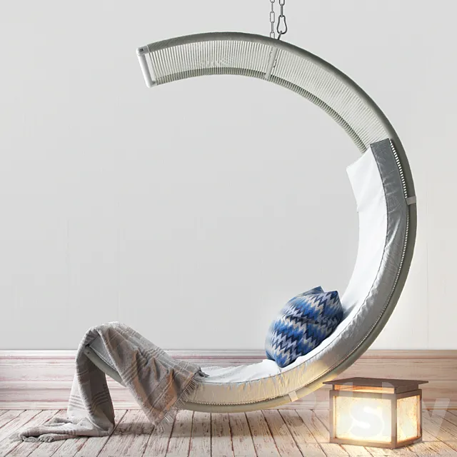 sunken patio hanging chairs 3D Model