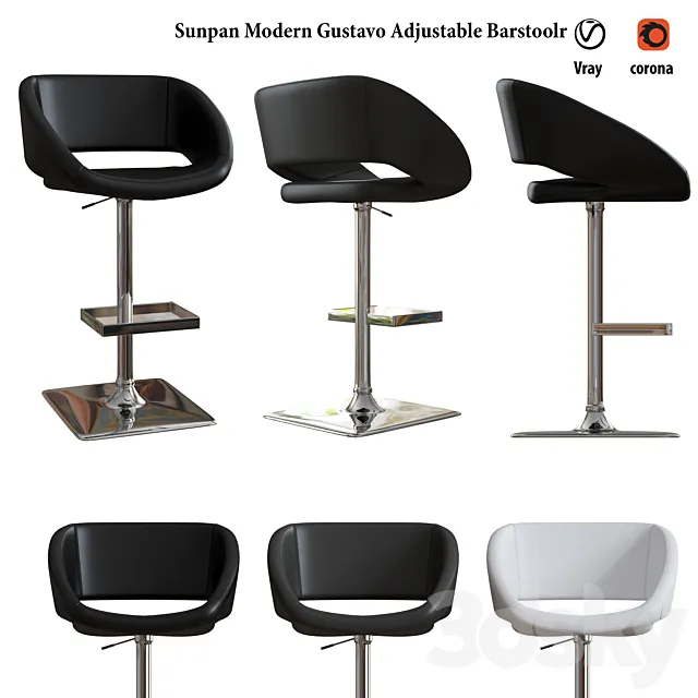 Sunpan Modern Gustavo Adjustable Barstool 3DModel