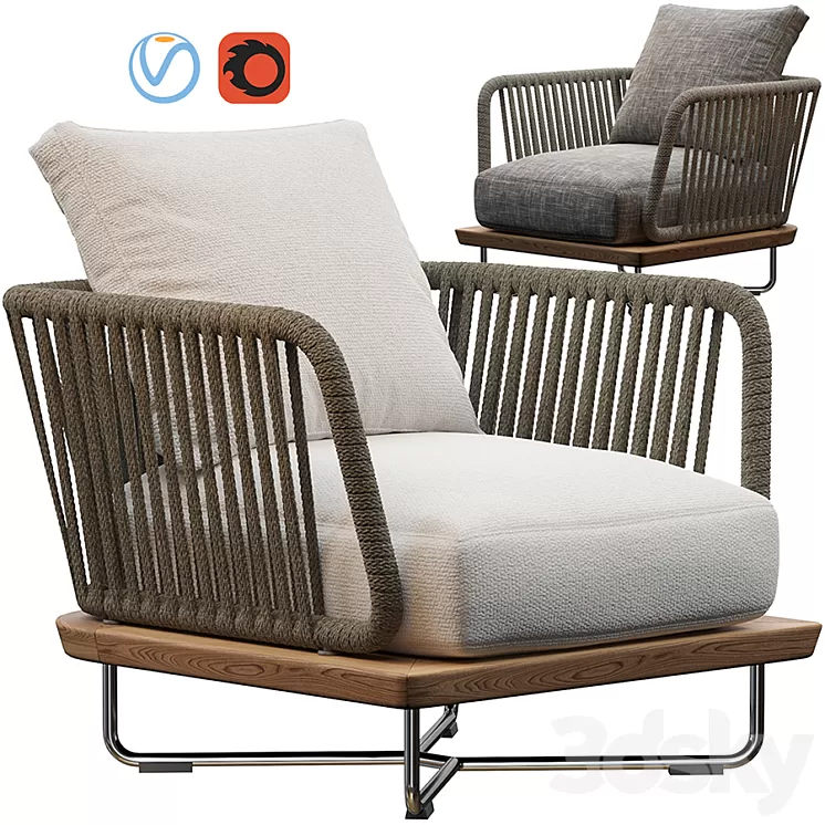Sunray armchair Minotti outdoor 3D Model Sunray armchair Minotti outdoor 3D Model