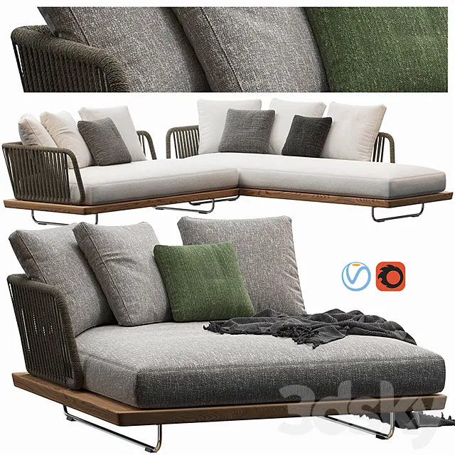 Sunray sofa Minotti outdoor 3D Model