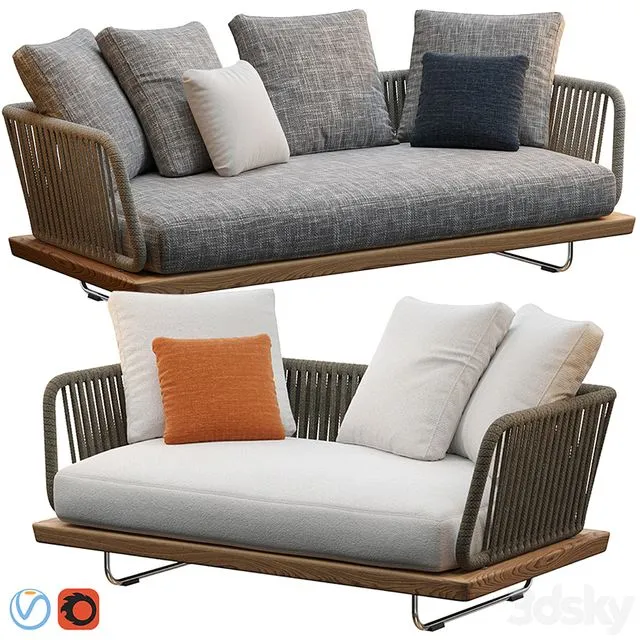 Sunray sofa Minotti outdoor 3D Model Sunray sofa Minotti outdoor 3D Model