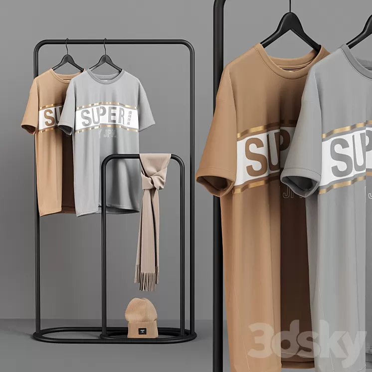 Superdry T-Shirt Set 3D Model Superdry T-Shirt Set 3D Model