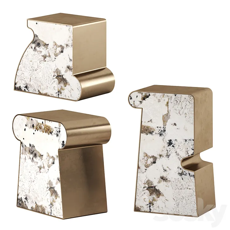 Superluxe Side Tables by Kelly Wearstler 3D Model Free Download