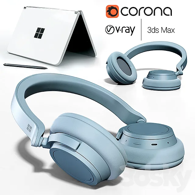 Surface-Duo-Headphones-Pen 3DModel