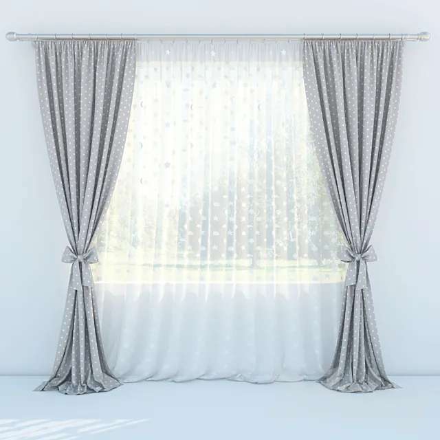 Surtains with bows & tulle 3DModel