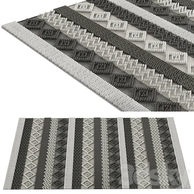 Surya Farmhouse Tassel Diamond Hand Woven Rug 3DModel Surya Farmhouse Tassel Diamond Hand Woven Rug 3DModel