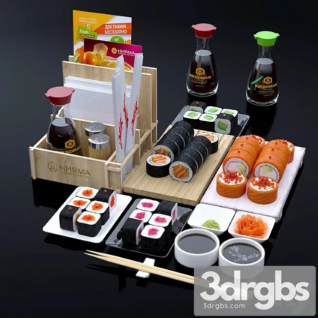 Sushi set 3D Model Download
