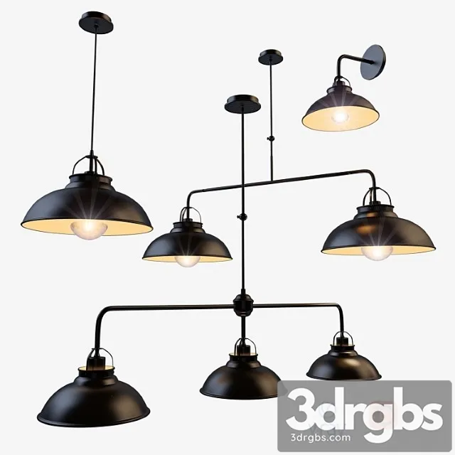 Suspended and wall lamps model hamois from the company lucide belgium. 3D Model Download