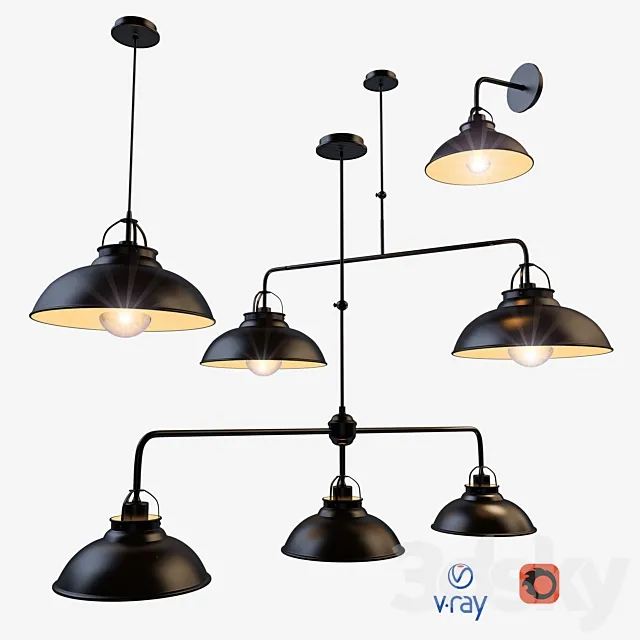 Suspended and wall lamps. model HAMOIS. from the company LUCIDE. Belgium. 3DModel