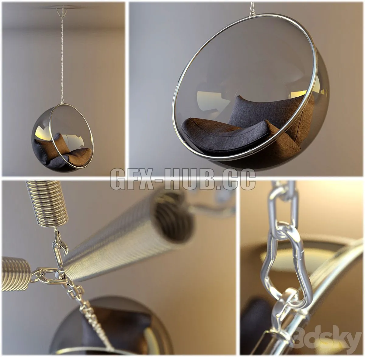 Suspended Ball Chair 3D Model Suspended Ball Chair 3D Model