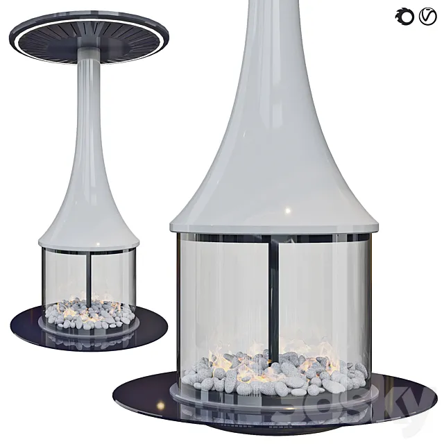 Suspended central fireplace 3D Model