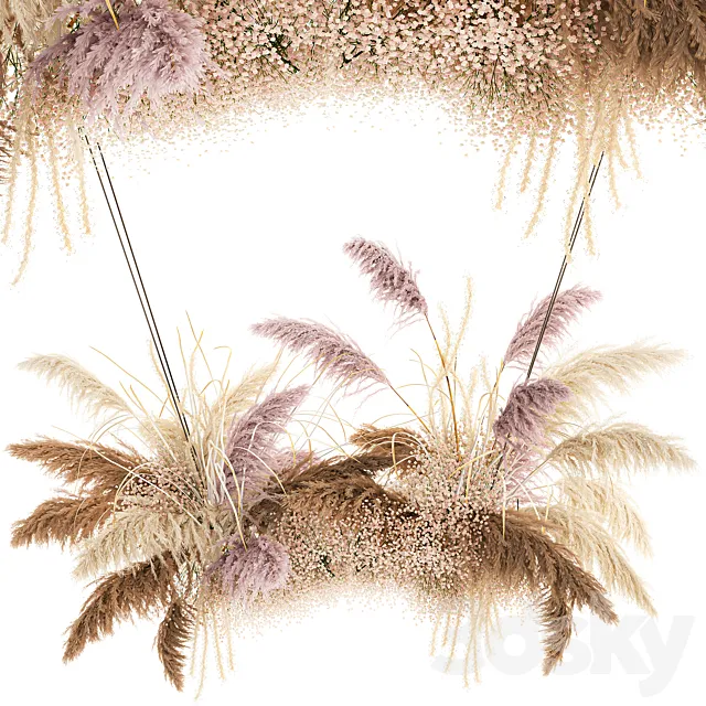 Suspended installation of dried flowers from pampas Pampas grass suspension branches wedding decoration. Bouquet 200. 3D Model Suspended installation of dried flowers from pampas Pampas grass suspension branches wedding decoration. Bouquet 200. 3D Model