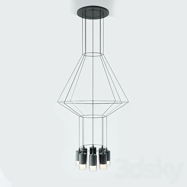 Suspended lamp wireflow freeform 0307 led suspension lamp 3D Model