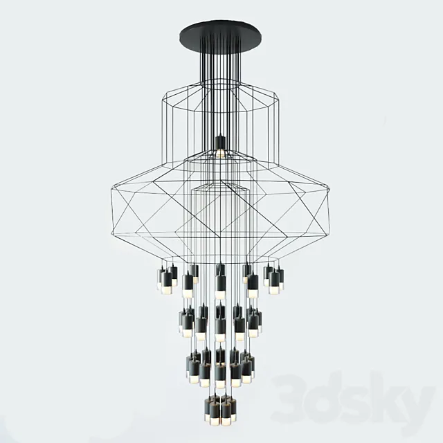 Suspended lamp wireflow freeform 0374 led suspension lamp 3D Model