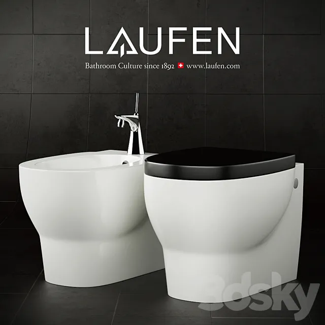 Suspended toilet and bidet Laufen Mimo 3D Model